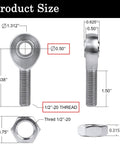 Diagram of 1/2 Heim Joints Rod End Kit with Right and Left Hand Threads dimensions, showing 0.5 inch Chromoly components and threading details.