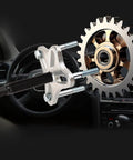 46PCS Harmonic Balancer Puller Set in use, showing automotive power steering wheel pulley puller and installer tool kit with crankshaft flywheel.
