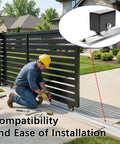 Worker installing Heavy Duty Extra Wide 3.5 Inch V Track For Sliding Gates With Universal Fit For 4 Inch And 6 Inch V Groove Wheels