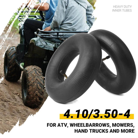 4.10/3.50-4 Heavy Duty Inner Tubes 2 Pack with TR-87 Bent Valve Stem for mowers and hand trucks