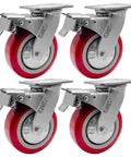 6 x 2 Inch Heavy Duty Locking Swivel Caster Wheels Set of 4, Polyurethane on Polyolefin Industrial Casters with Total Lock Brake