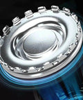 Close-up of the Heavy Duty Blue Rubber Caster Wheels Set with Brakes, featuring metal swivel plate and wear-resistant design.