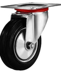 Close-up of a 3 Inch Heavy Duty Swivel Caster Wheel with rubber base, top plate, and double ball bearings, 250lb capacity.