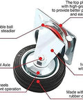 3 Inch Heavy Duty Swivel Caster Wheels 4 Pack, Rubber Base Casters with Top Plate and Double Ball Bearings diagram with labels