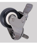 Close-up view of a 1.5 Inch Heavy Duty Swivel Caster Wheel with brake, silent PU, M10 thread, for furniture and trolleys.