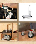 3 Inch Heavy Duty Swivel Caster Wheels 4 Pack shown installed on furniture, cart, and workbench, highlighting versatility and smooth movement.