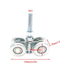 2pcs Track Roller Wheels Heavy Duty Trolley Assembly Silent Rollers with M12 bolt, galvanized, for sliding barn doors, front view