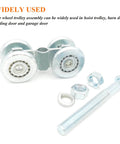 2pcs Track Roller Wheels Heavy Duty Trolley Assembly with silent rollers, stable welded construction shown with nuts and bolt for barn doors