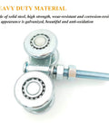 Close-up of 2pcs track roller wheels heavy duty trolley assembly for barn doors, made of galvanized solid steel, shown with M12 bolt.