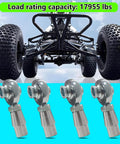 5/8 Heim Joint Rod End Kit 2 Pair with Right and Left Hand Threads, .625 Chromoly Panhard Joints, displayed with vehicle chassis