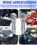 3/8 x 3/8-24 Heim Joint Rod End Kit with RH & LH Threads, Chromoly Joints shown in automotive applications.