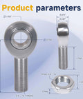 Dimensions of 3/4 Heim Joints Rod End Kit with Right and Left Hand Threads, 0.75 Chromoly Suspension and Steering Set, Includes Round Tube Adapters, Misalignment Spacers and Jam Nuts for Traction Bars, 1 Set