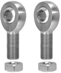 7/8-14 Heim joint rod end kit economy with jam nuts, left and right hand thread, heat treated C1045 steel, zinc finish, front view image.