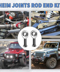1/2-20 Heim Joint Rod End Kit in off-road Jeep setup with chromoly rod ends and jam nuts for steering and suspension.