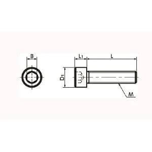 Diagram of SNSS-M4-16-TF NBK Hex Socket Head Cap Screws - Teflon® Coating, showcasing dimensions and design.