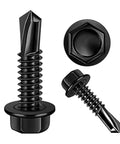 100pcs #10 x 3/4 Inch Hex Washer Head Self Drilling Screws Made from 410 Stainless Steel with Black Oxide Finish