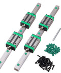 Long Travel Linear Guide Rail Kit with 2 x 1500mm rails, 4 HGH25CA blocks, screws, caps, and Allen key for CNC routers and milling machines.