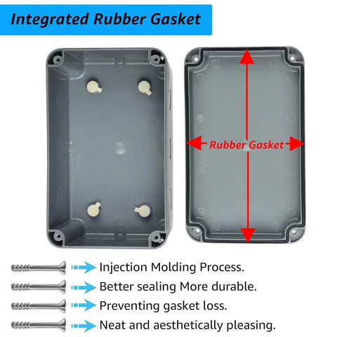 Open view of grey Outdoor IP66 Waterproof Electrical Junction Box Enclosure Built Tough From Fireproof Plastic showing rubber gasket
