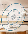 Diagram of 36 Inch Heavy Duty Lazy Susan Turntable with Extra Thick 1/3 Inch Tempered Glass featuring anti-slip design and aluminum alloy base.