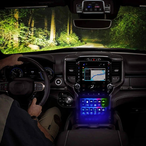 Interior view of a vehicle with Heavy Duty 14 AWG LED Light Bar Wiring Harness Kit With 12V 5 Pin Rocker Switch installed