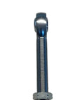 Front view of left hand Heim joint rod end with 3/4 inch bore and 4 inch long shank, 3/4-16 threaded chromoly joint with jam nut for steering.