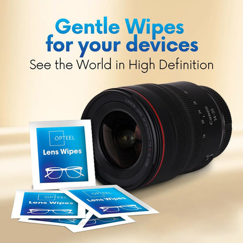 Opteel Lens Wipes for Eyeglasses, 500 pre-moistened, individually wrapped, streak-free lens cleaner.