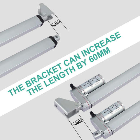heavy-duty linear actuator 12 inch stroke with adjustable bracket for increased length, ideal for robust automation projects