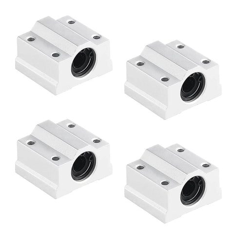 Set of four SCS8UU linear motion bearings for use in 16 Piece 500mm Linear Motion Set with 8mm rods, lead screw, SK8 supports.