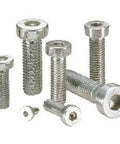 ✝️ SLHL-M3-10 NBK Socket Head Cap Screws - Low Profile 20-Pack - Made in Japan, silver metallic finish, various sizes on white background.