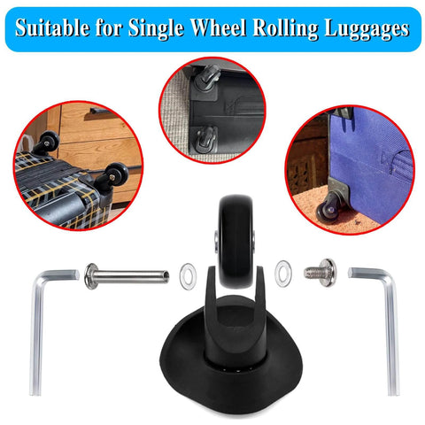 50mm x 18mm Set of 4 Luggage Suitcase Replacement Wheels, Rubber Swivel Caster Wheels Bearings Repair Kits (Black)