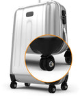 Set of 8 Luggage Suitcase Replacement Wheels, 50 x 18mm PU Caster Wheels Bearings Repair Kits shown on silver suitcase