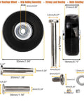 Close-up of Set of 8 Luggage Suitcase Replacement Wheels, 50 x 18mm PU Caster Wheels Bearings Repair Kits with measurements and details