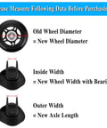Diagram showing measurements for 50mm x 18mm Set of 4 Luggage Suitcase Replacement Wheels, Rubber Swivel Caster Wheels Bearings Repair Kits (Black)