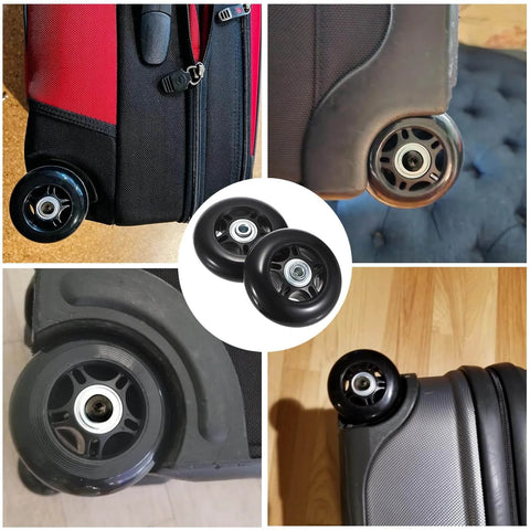 75mm x 23mm Luggage Wheels Replacements Set of 2 Mute Suitcase Replacement Wheels with Black Screws Axles Bearings installed