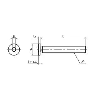 Technical diagram of SSHS-M3-40-FT NBK Socket Head Cap Screws - Special Low Profile - Full Thread Pack of One - Made in Japan