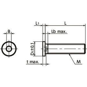 Technical drawing of SSHS-M3-6-SD NBK Length Socket Head Cap Screws - Extreme Low & Small Head, key dimensions for automation use.