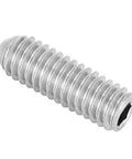 Single M4 x 12 stainless steel ball plunger set screw with internal hex drive, spring loaded, for positioning and indexing.