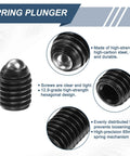 10pcs M8 x 10mm Screw Thread Ball Plunger Set, High Carbon Steel Hex Socket Spring Loaded Ball Plungers, Black Finish Details
