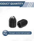 10pcs M8 x 10mm Screw Thread Ball Plunger Set, High Carbon Steel Hex Socket Spring Loaded Ball Plungers, Black Finish