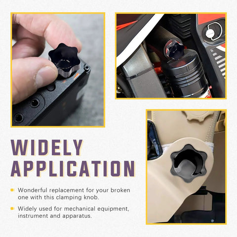 M8 X 30 Hex Shaped Star Knob Clamping Kit With Male Thread installed on various equipment for secure fastening