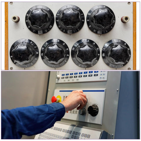 Eight Pieces M8 X 30mm Star Knobs With Plastic Hex Shaped Clamping Design for hand tightening on control panel and equipment setup.