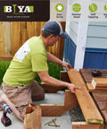 Person using 1/4 x 2-1/4 Inch Structural Screws, Heavy Duty Construction Lag Screw Alternative on outdoor wood project