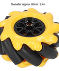 Mecanum Wheel 60mm, OmniDirectional Smart Robot Car Parts with yellow and black design for DIY toy components