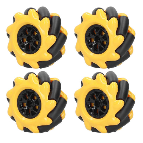 Yellow and black 60mm Mecanum Wheel OmniDirectional Smart Robot Car Parts Accessories DIY Toy Components (Two Pairs)