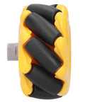 Mecanum Wheel, Omni Wheel, Practical TT Coupling, Strong, Firm, Smart Car accessory with black and yellow rollers for four-wheel drive RC car.
