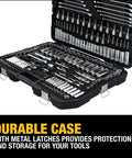 Durable 247-Piece Mechanic Tool Set With One Quarter, Three Eighths, And One Half Inch Drives, SAE Sockets, in a durable case