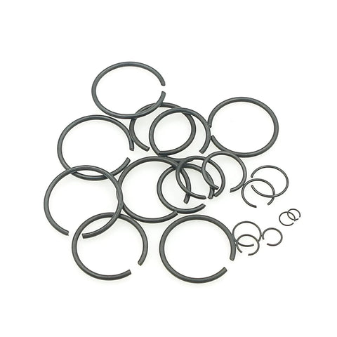 Metric Round Wire C Clips External Retaining Rings Assortment Kit For Shafts 5mm To 28mm Black Oxide Carbon Spring Steel 345 Piece Set