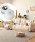 Living room with inset of 20 Pack Mini Ball Transfer Bearings 1/3 Inch White Nylon Units with Stainless Steel Ball