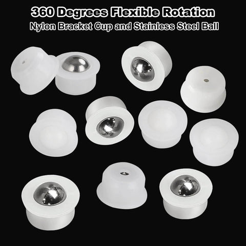Top view of 20 Pcs Mini Ball Transfer Bearings 1/3 Inch Nylon Cup with Stainless Steel Ball for Tables Conveyors Furniture Wheelchairs