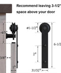 4FT Super Mini Barn Door Hardware Kit dimensions and installation guide for Sliding Double Doors on Cabinets, I Shape Hanger Design